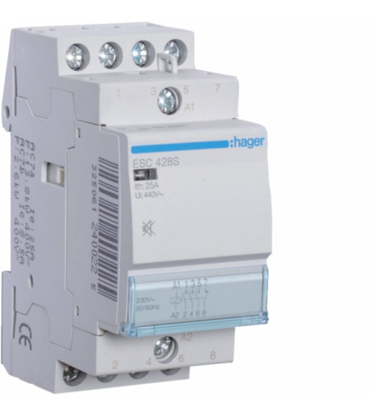 Безшумний контактор Hager ESC428S 25А 3НО+1НЗ 230B - ESC428S