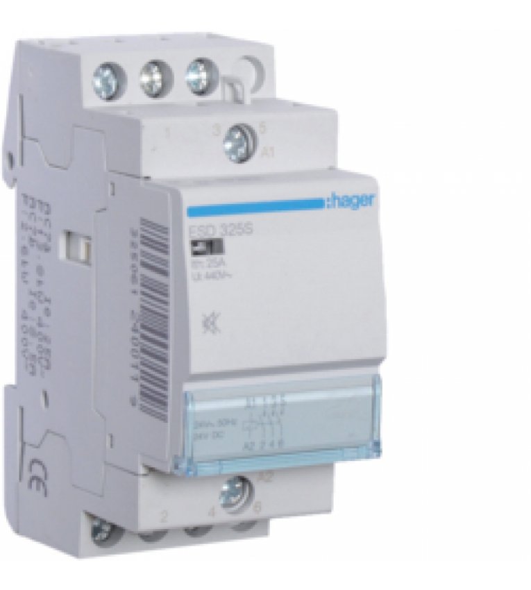 Безшумний контактор Hager ESD325S 25А 3НО 24В - ESD325S