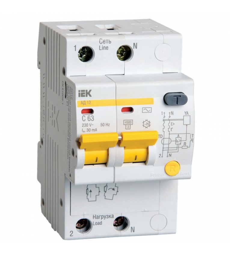 АД12S 2Р 50А 100мА дифференциальный автоматический выключатель IEK - MAD13-2-050-C-100
