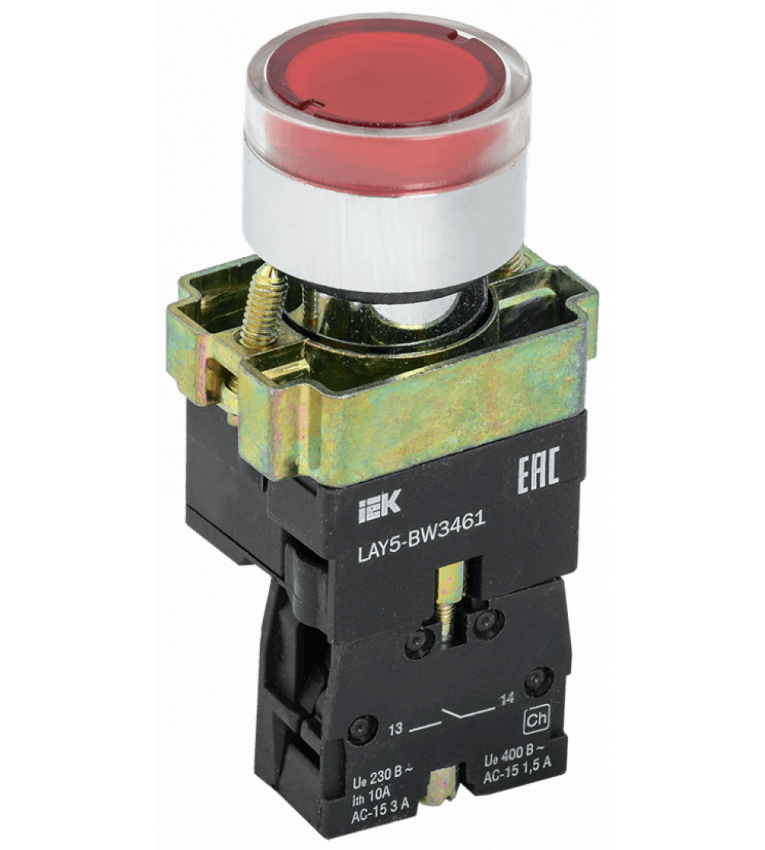 Кнопка управления LAY5-BW3461 с подсветкой красный 1з IEK - BBT50-BW-K04