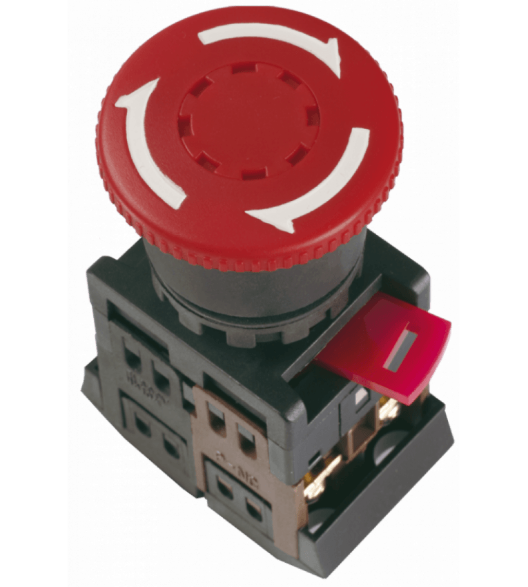 Кнопка AE-22 'Грибок' з фіксацією червоний d22мм 240В 1з+1р IEK - BBG10-AE-K04