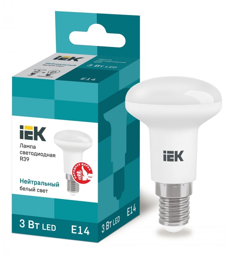 Лампа светодиодная ECO R39 рефлектор 3Вт 230В 4000К E14 IEK - LLE-R39-3-230-40-E14