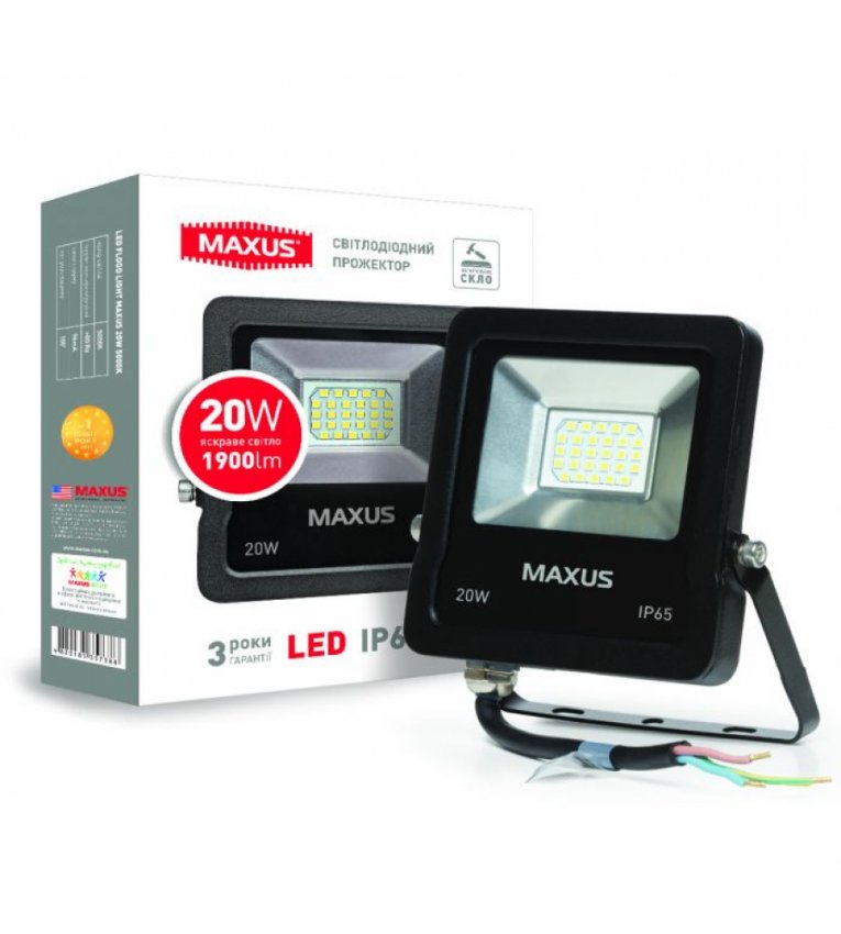 Светодиодный прожектор Maxus Flood Light 20Вт 5000K (1-MAX-01-LFL-2050) - 1-max-01-lfl-2050