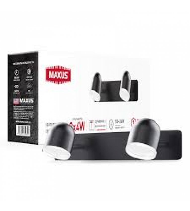 Спотовый двухкратный светильник Maxus MSL-01C 2х4Вт 4100K (черный) 2-MSL-10841-CB - 2-MSL-10841-CB