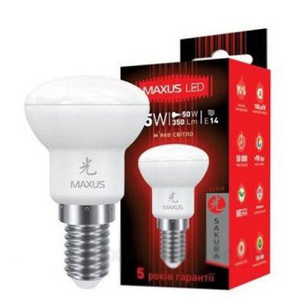 Лампа светодиодная 1-LED-453 R39 3.5Вт Maxus 3000K, E14 - 1-LED-453