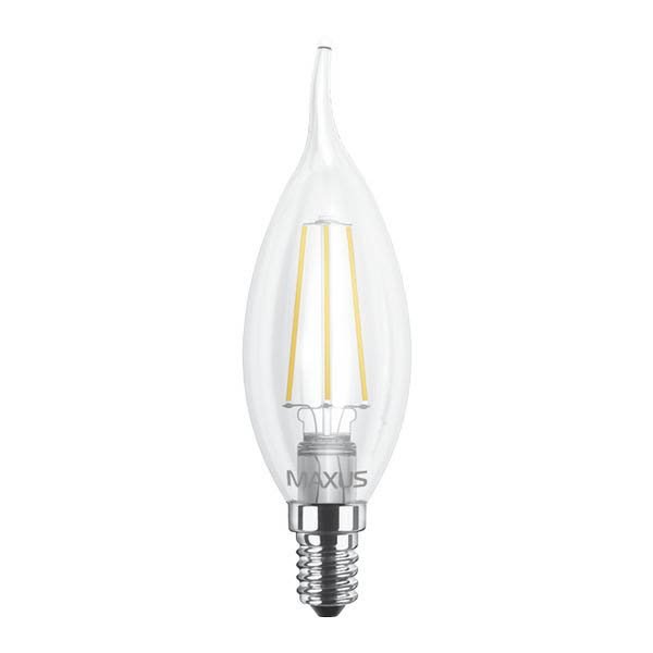 Лампа LED 1-LED-539 C37 4Вт Maxus (Filament) 3000К, Е14, свічка на вітрі - 1-LED-539-01