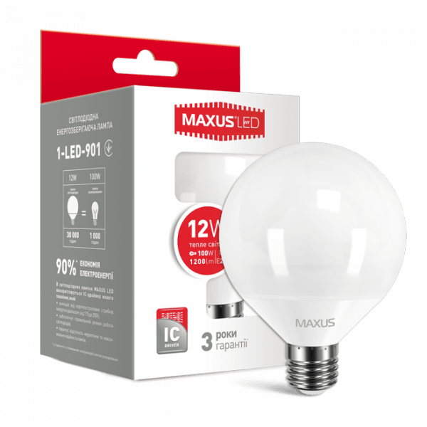 Лампа LED G95 15Вт Maxus 4100K, E27 - 1-LED-904