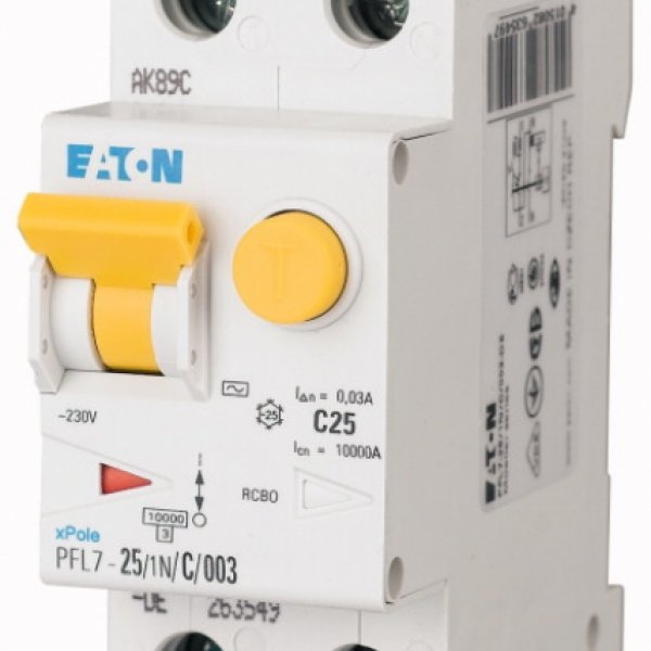 PFL7-25/1N/B/03 Дифференциальный автоматический выключатель EATON (Moeller) - 165657