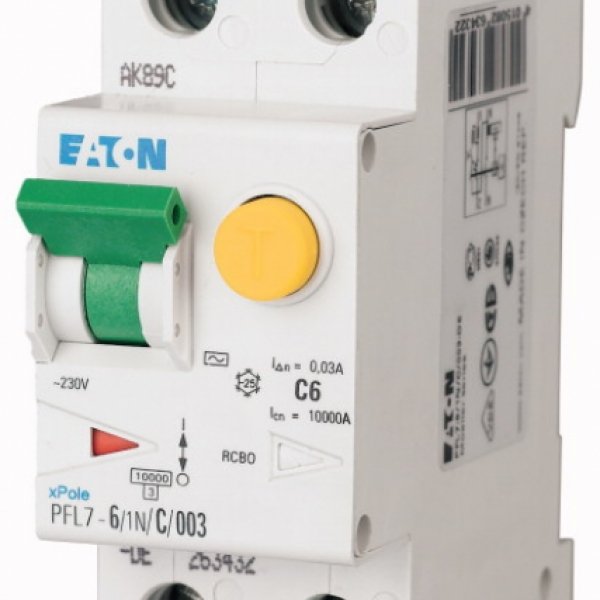 PFL7-6/1N/C/001 Дифференциальный автоматический выключатель EATON (Moeller) - 165707