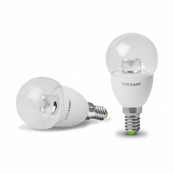 LED лампа G45 5Вт Eurolamp 3000К ЕКО серия «D» шар прозрачный, E14 - LED-G45-05143(D)clear