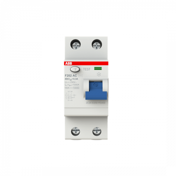 УЗО ABB F202 AC-40/0,3, 40 А, 300 мА, AC - 2CSF202001R3400