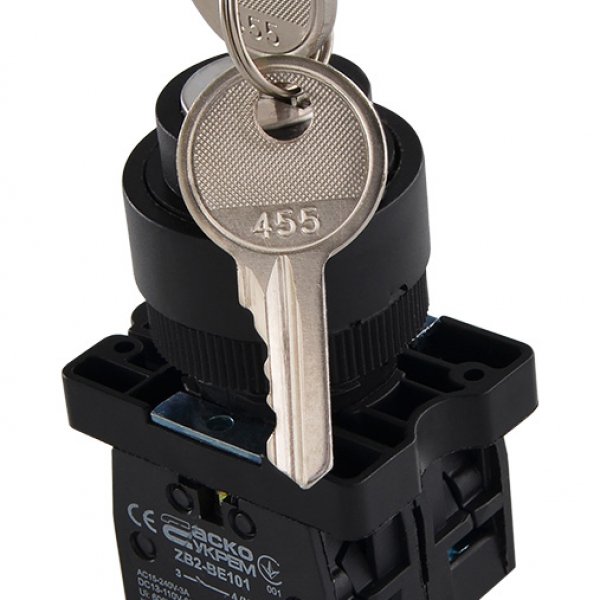 LAY5-EG33 Кнопка поворотна з ключем 3-х поз. АСКО-УКРЕМ - A0140010202