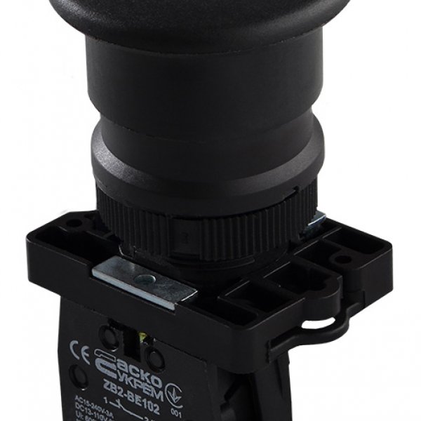 LAY5-EC21 Кнопка 'грибок' (d 40 мм) 'СТАРТ' чорний АСКО-УКРЕМ - A0140010190
