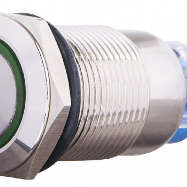TYJ 19-371 220V зеленая Кнопка металлическая с подсветкой, с фиксацией 1NO+1NC АСКО-УКРЕМ - A0140010119