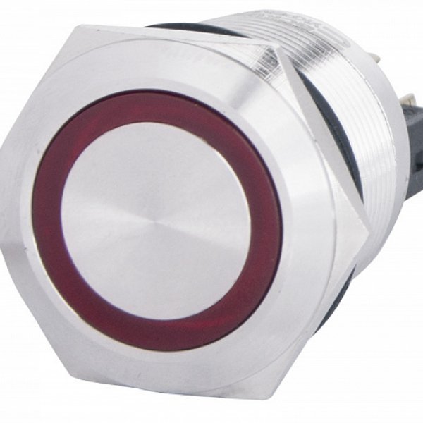 TYJ 22-371 220V красная Кнопка металлическая с подсветкой, с фиксацией 1NO+1NC АСКО-УКРЕМ - A0140010136