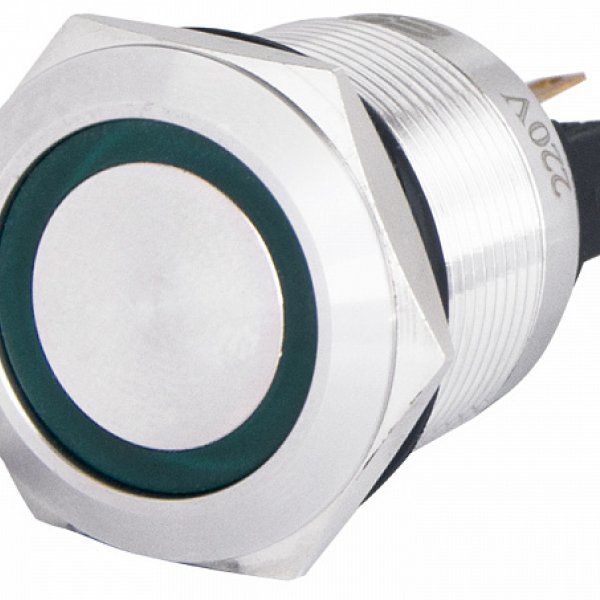 TYJ 22-271 220V зелена кнопка металева з підсвічуванням 1NO+1NC АСКО-УКРЕМ - A0140010132