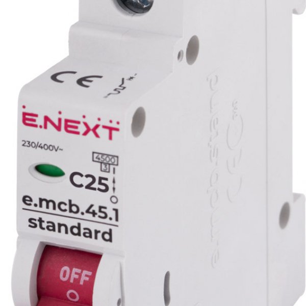 Модульный автоматический выключатель E.NEXT e.mcb.stand.45.1.C25 - s002010