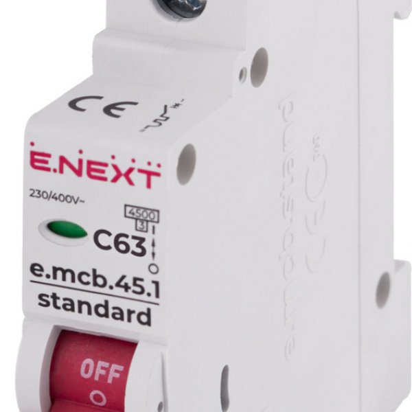 Модульний автоматичний вимикач E.NEXT e.mcb.stand.45.1.C63 - s002014