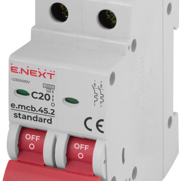 Модульний автоматичний вимикач E.NEXT e.mcb.stand.45.2.C20 - s002018