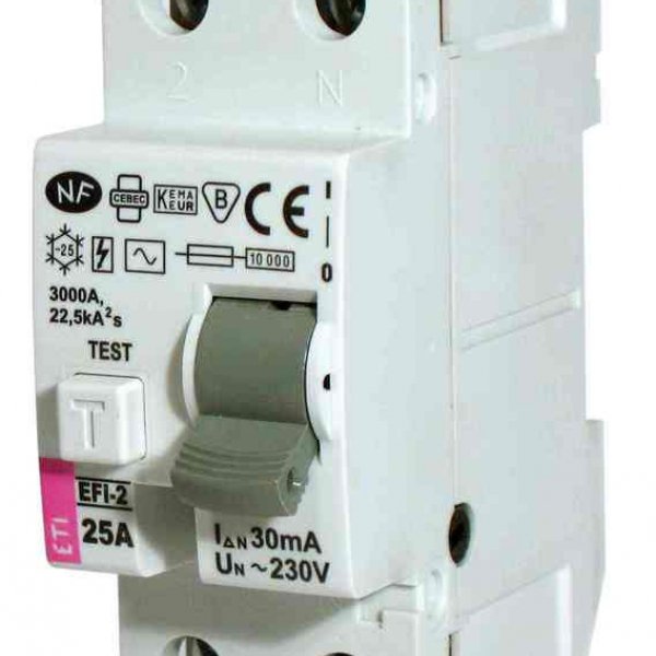 Пристрій захисного відключення ETI EFI6-2 40А/0,03А тип AC (6kA) - 2062133