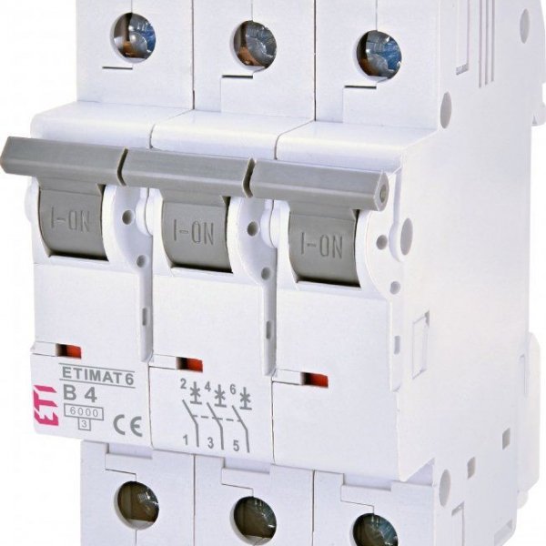 Автоматический выключатель ETI 002115511 ETIMAT 6 3p B 4А (6 kA) - 2115511