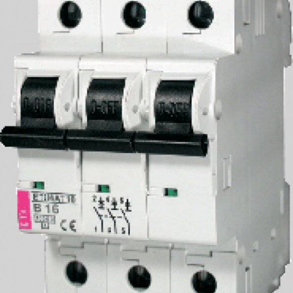 Автоматический выключатель ETI 002125716 ETIMAT 10 3p B 16А (10 kA) - 2125716