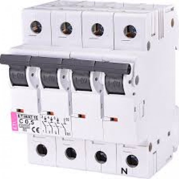 Автоматичний вимикач ETI 002136701 ETIMAT 10 3p+N C 0.5А (10 kA) - 2136701