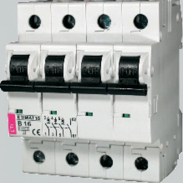 Автоматический выключатель ETI 002156708 ETIMAT 10 3p+N D 2А (10 kA) - 2156708