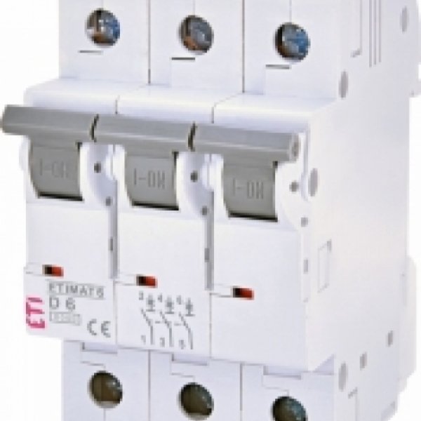Автоматический выключатель ETI 002164512 ETIMAT 6 3p D 6A (6kA) - 2164512