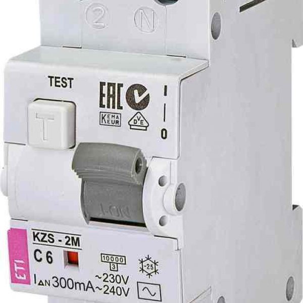 Диференціальний автомат ETI 002173321 KZS-2M C 6/0.3 тип AC (10kA) - 2173321