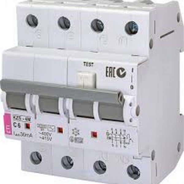 Диференціальний автомат ETI 002174422 KZS-4M 3p+N C 10/0.1 тип A (6kA) - 2174422