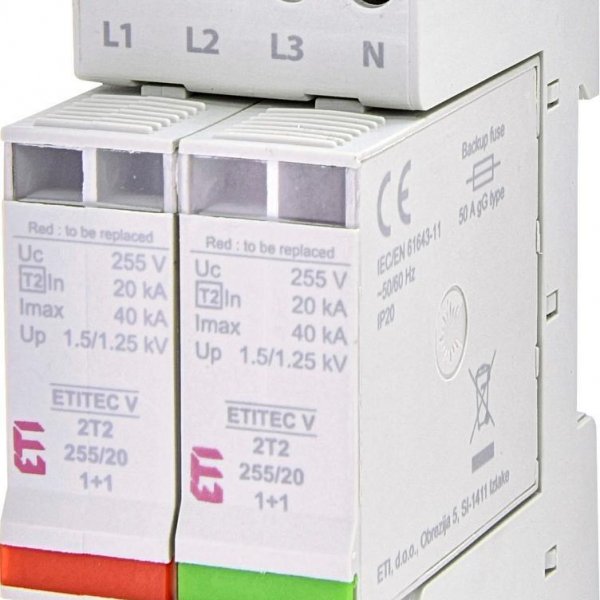 Ограничитель перенапряжения ETI 002442945 ETITEC V 2T2 255/20 (3+1) - 2442945