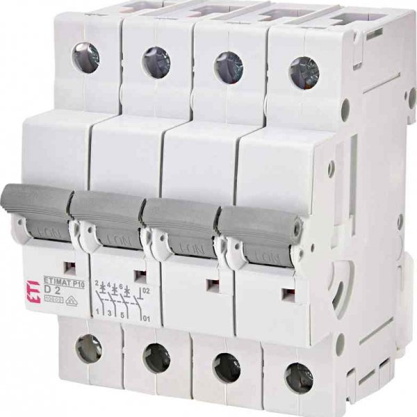 Автоматический выключатель ETI 270242104 ETIMAT P10 3p+N D 2A (10kA) - 270242104