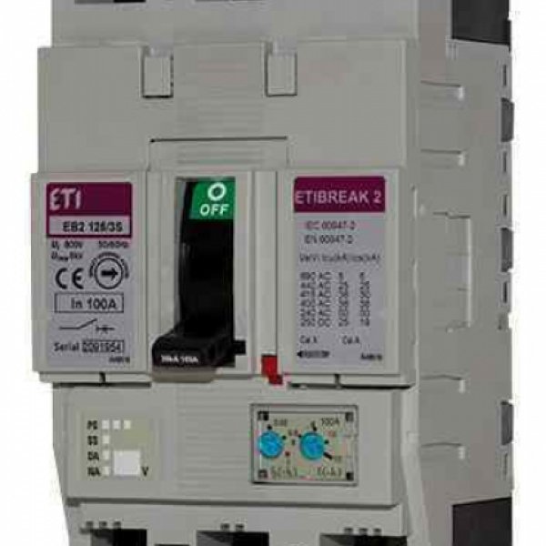 Автоматичний вимикач ETI 004671025 EB2 125/3L 100А 3р (25кА) - 4671025