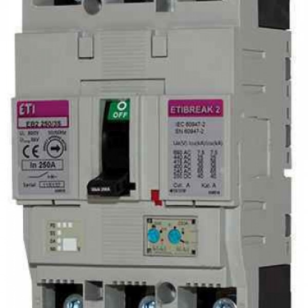 Автоматичний вимикач ETI 004671072 EB2 250/3L 200А 3р (25кА) - 4671072