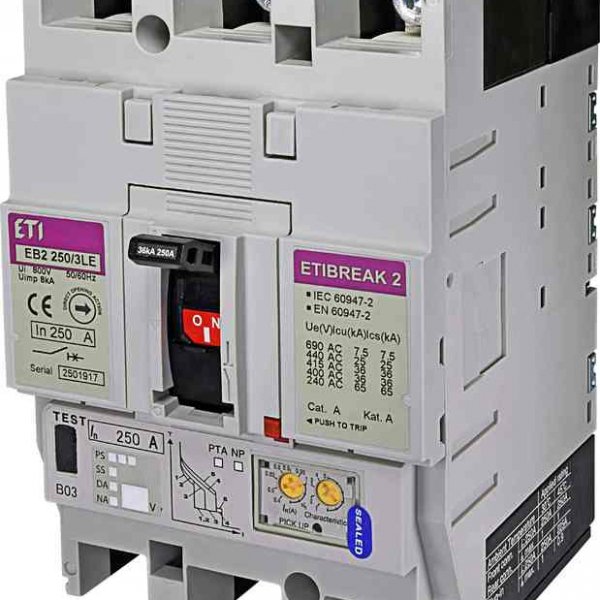 Автоматичний вимикач ETI 004671354 EB2 250/3LE 250A 3p (36kA) - 4671354