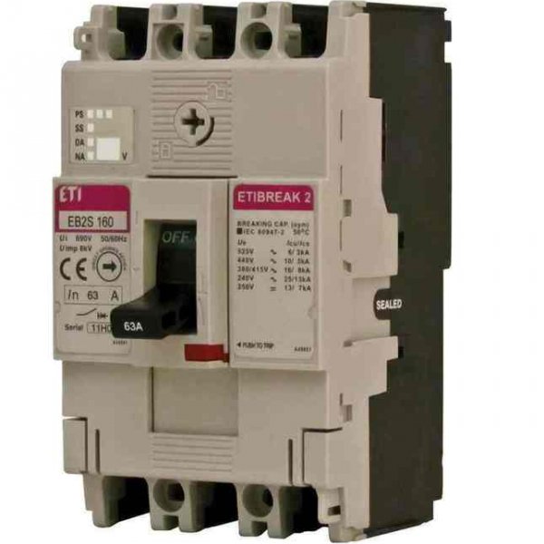 Автоматичний вимикач ETI 004671860 EB2S 160/3HF 3P 80A 40kA (фіксована) - 4671860