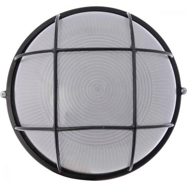 Светодиодный круглый настенный светильник Евросвет 56670 WOL-10 100Вт Е27 IP65 с решеткой (черный) - 56670