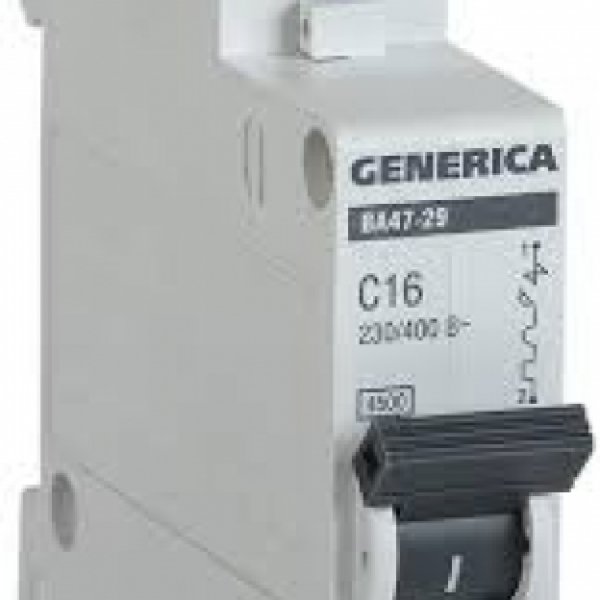 Автоматичний вимикач Generica MVA25-1-016-C ВА47-29 16А 4,5кА (C) - MVA25-1-016-C