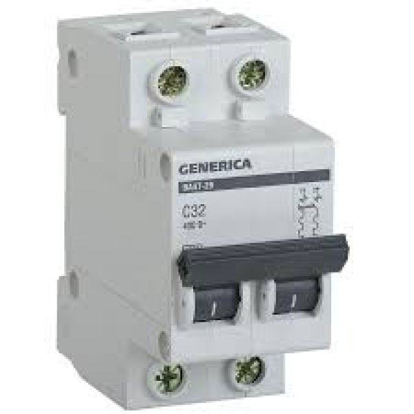 Автоматичний вимикач Generica MVA25-2-032-C ВА47-29 32А 4,5кА (C) - MVA25-2-032-C