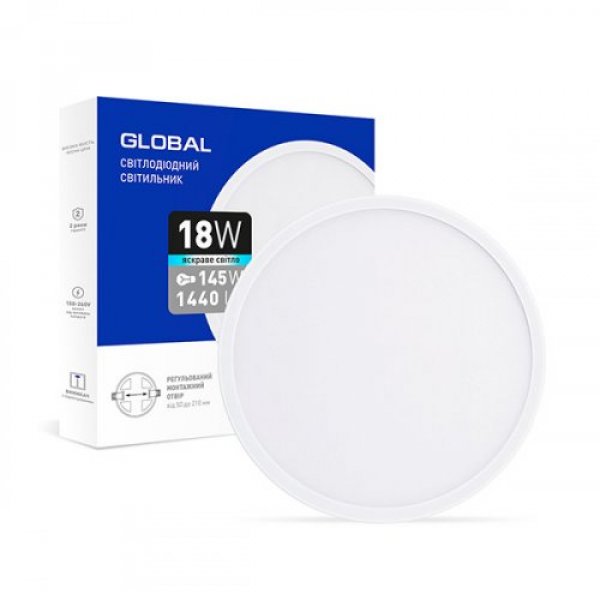 Круглий cвітлодіодний світильник Global SP adjustable 18Вт 4100K (1-GSP-01-1841-C) - 1-GSP-01-1841-C
