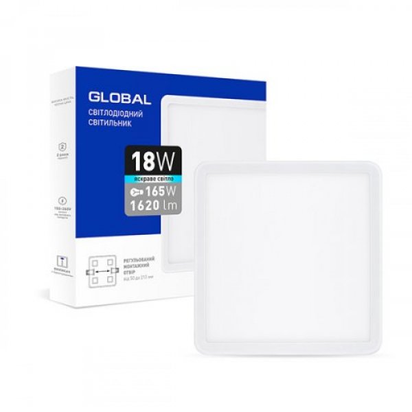 Квадратный светодиодный светильник Global SP adjustable 18Вт 4100K (1-GSP-01-1841-S) - 1-GSP-01-1841-S