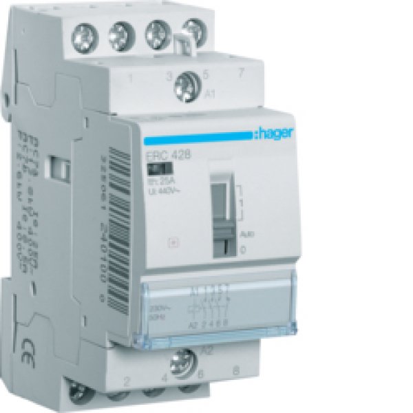 Модульний контактор ERC428 (25A, 3НО+1НЗ, 230В) Hager - ERC428