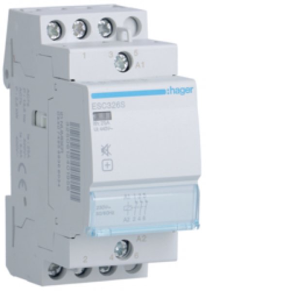 Бесшумный контактор Hager ESC326S 25A 3НЗ 230B - ESC326S