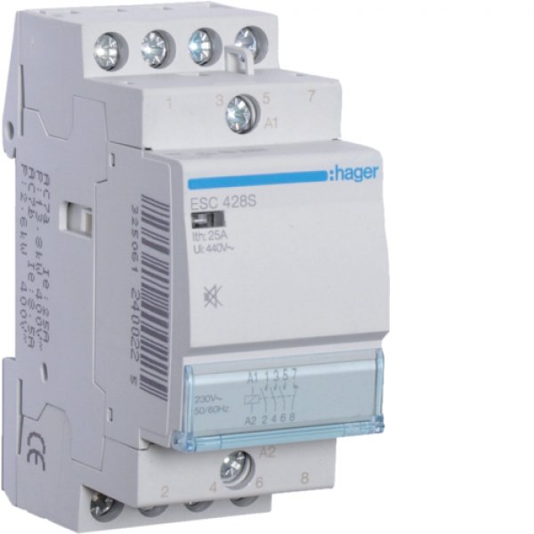 Безшумний контактор Hager ESC428S 25А 3НО+1НЗ 230B - ESC428S