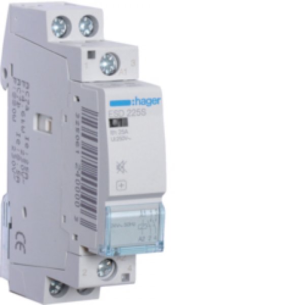 Бесшумный контактор Hager ESD225S 25А 2НО 24В - ESD225S