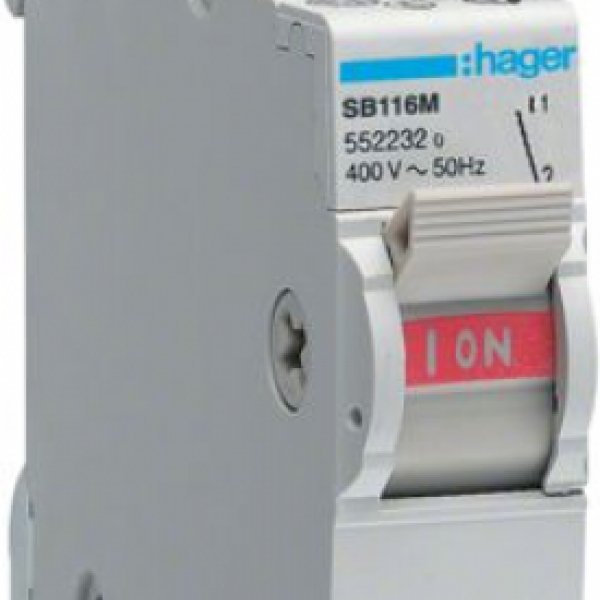 Вимикач навантаження Hager SB116 1P SB116 (230В/16А) - SB116