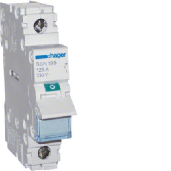 Выключатель нагрузки Hager SBN199 1P 125А/230В 1м - SBN199