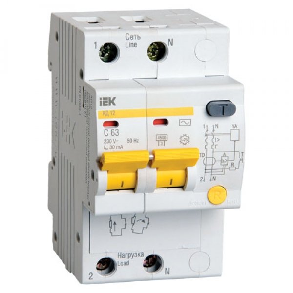 АД12 2Р 10А 10мА диференційний автоматичний вимикач IEK - MAD10-2-010-C-010