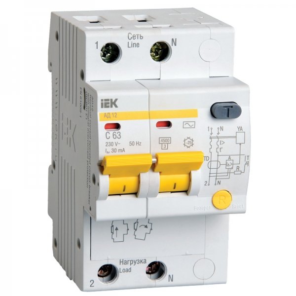 АД12S 2Р 50А 300мА дифференциальный автоматический выключатель IEK - MAD13-2-050-C-300
